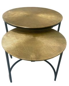 S/2 antique brass finish tables with iron legs 40x40x35/50x50x40 cm
