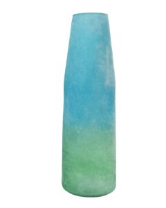 Green/blue shaded glass vase 12(w) x 40 (h) cm