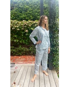 Blue/white cotton pyjamas L / XL