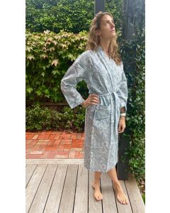 Blue/white cotton kimono ( L/XL ) free size