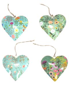 S/4 floral turquoise hearts 