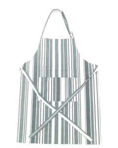 Blue grey white striped cotton apron 60 (w) x 88 (h) cm
