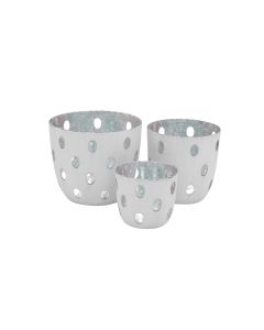 S/3 white votives silver lining 7x8/10x10/11x13 cm