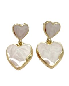 Navy /white agate heart earrings 