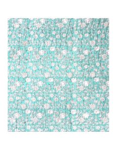 Hand stitched turquoise /white cotton kantha throw 130x180 cm
