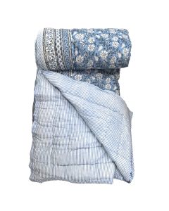 Reversible cotton  filled  block-print quilt 220x270 cm