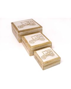set/3 vintage car boxes / squ