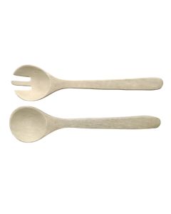 S/2 bleached wood salad servers