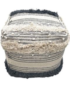 Blue/white woven pouf 40x40x40 CM