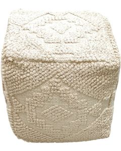 Cream woven pouf 40x40x40cm