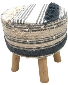 Blue/white woven stool 40x40cm