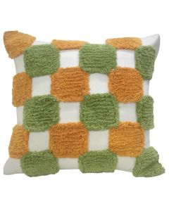 Tufted green mustard dot cushion cover 45x45 cm