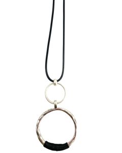 Silver pendant black adjustable cord