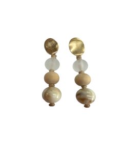Wood resin and stone earrings
