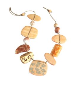 Cream resin/wood cream necklace