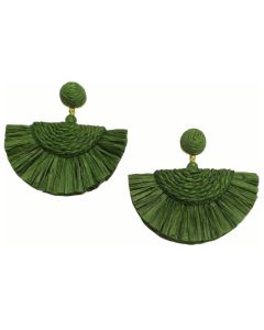 Raffia earring sage green