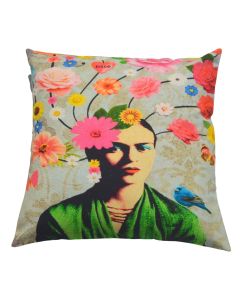 Grey floral Frida kahlo cushion cover 45x45 cm