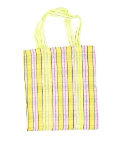 Yellow striped recycled plastic shopping bag 43 (h) x 38 (w) cm