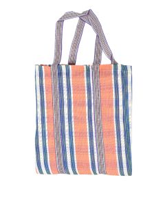 Orange striped recycled plastic shopping bag 43(h) x 38(w) cm