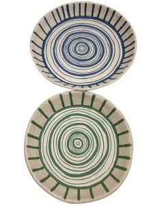 S/2 shallow bowls with circle design 35x5 / 42x6 cm