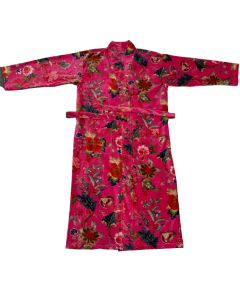 Pink floral velvet robe (free size)