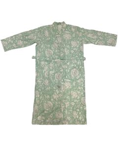 Green/white cotton kimono (L / XL free size)