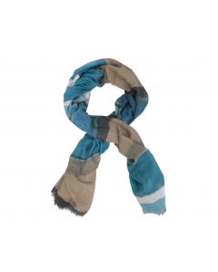 Blue/grey stripd viscose scarf
