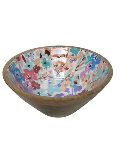 Wood bowl in floral design 29.5x13 cm