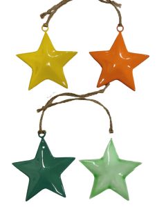 S/4 8cm stars Yellow/Orange/lite Green/Sage green