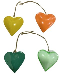S/4 8cm hearts colours Yellow/Orange/lite Green/Sage green