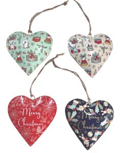 S/4 10cm hearts with Christmas design