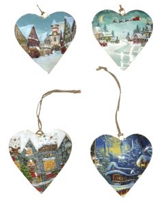 S/4 10cm hearts XMAS houses