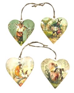 S/4 10cm hearts with rabbit design