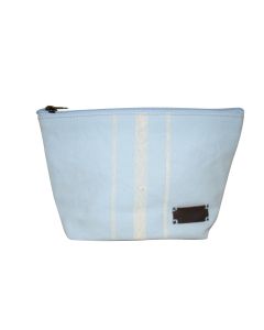 Light blue washed cotton bag 18x15 cm