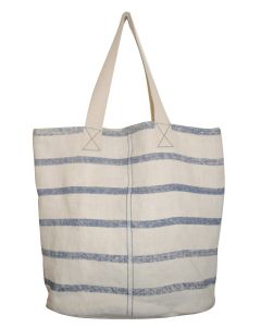 Stripe cotton / linen tote bag 34 (w)x16 (d)x40 (h)cm