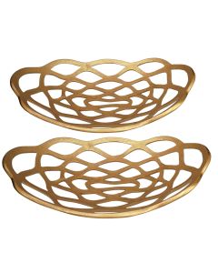 S/2 brass oval plates 40x30x8 cm/ 50x35x11cm