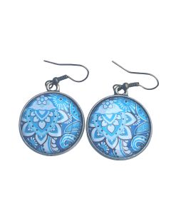 Blue floral earrings 