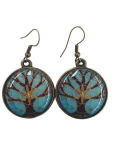 Tree design brass earrings