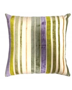 Cotton velvet green striped cushion cover 45cm