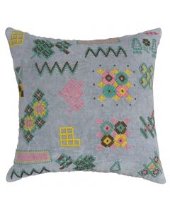 Light grey embroidered velvet cushion cover 45x45 cm