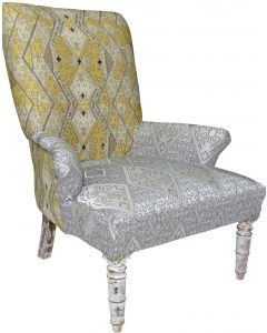 Lemon and Grey jacquard upholstered chair 113(H) X 70(W) X63(D) cm