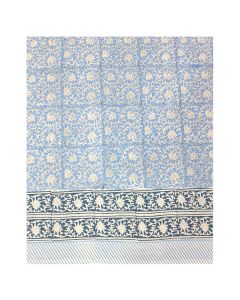 Denim block print tablecloth 150x220 cm