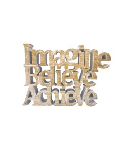 Wooden sign Imagine, believe , achieve 18(w) x 22 (h) cm