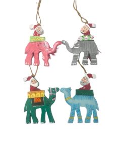 S/4 father xmas papier Mache hangings