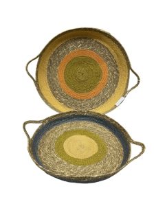 S/2 round woven baskets 33 (W) X 7(H) / 41(W) X 8(H) cm 