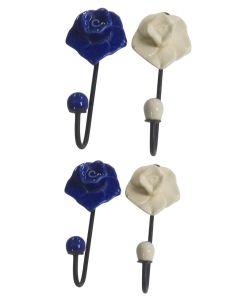 S/4 flower hooks Blue/White