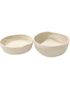 S/2 cream cotton storage baskets 18x6 /21x7 cm