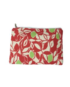 Red/cream cotton cosmetic pouch 20x16 cm