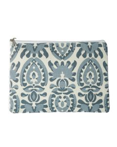 Grey/white cotton cosmetic pouch 20x16cm