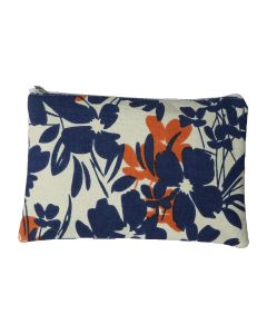 Navy/white cotton cosmetic pouch 20x16 cm